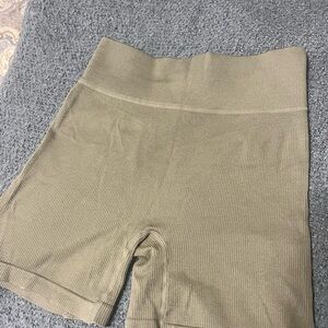 Aura Green Bike Shorts with Compression Fit and Wide Waistband